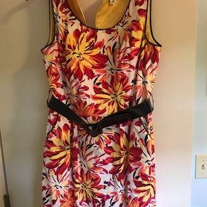 NEW CATO Red & Yellow Floral  pocket Dress size 10